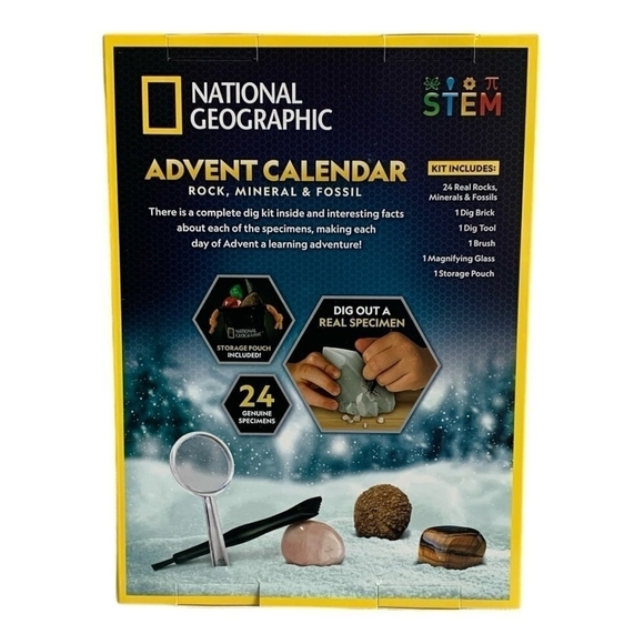 NATIONAL GEOGRAPHIC Rock, Mineral & Fossil Advent Calendar Dig Kit Gift Box - Picture 3 of 4